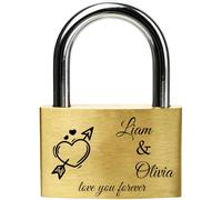 Candado personalizado con nombre y corazón grabados