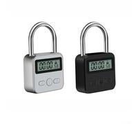 Candado temporizado, pantalla LCD, cerradura electrónica de metal con función de temporizador, dispositivo de bloqueo de seguridad para almacenamiento y seguridad (plata)