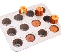 CANDeal, juego de 12 moldes para cannelés, mini molde para pan, bandeja para muffins y cupcakes, antiadherente