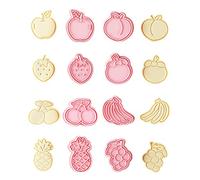 CANDeal - Juego De 8 Cortadores De Galletas De Frutas Con Sellos De émbolo, 3D, Manzana, Fresa, Cereza, Piña, Melocotón, Plátano, Uva, Cortadores De Galletas Para Golosinas, Bricolaje, Galletas
