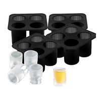 CANDeal - Molde De Silicona Para Vaso De Chupito Para Resina Y Whisky Congelado, Bandeja Para Cubitos De Hielo De 9 Cm X 9 Cm, Moldes Para Hacer Vasos Comestibles, Moldes Para Vasos De Hielo (4-Pack)