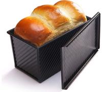 CANDeal, molde para hornear pan tostado, apto para 450g de masa, para pasteles y panes, molde rectangular con diseño ondulado (), con tapa