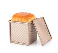 CANDeal Molde para Tostar con Tapa Cuadrado Pan Antiadherente Tostado para Hornear Para 250g de masa, Oro, Ola