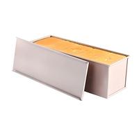 CANDeal Molde para Tostar con Tapa Rectangular Pan Antiadherente Tostado para Hornear (Oro-Rectángulo-Liso-1200g Masa)