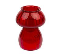 Candelabro de cristal con forma de seta roja | o úsalo como jarrón de brotes | Elegante decoración de mesa de Navidad | Regalo ideal de Navidad | Decoración del hogar, relleno de calcetines, Papá Noel