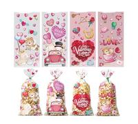 Candy Bag - Valentines Treat Bags, Heart Cellophane Party Supplies, Cellophane Heart Party Supplies | Small Partys Cookie Goodie Bags For Cookie Biscuits Chocolate Prizes Bakery Holiday Wedding