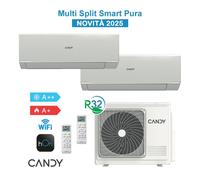 Candy Pura CY2T14AOUT + CY12RAIN + CY09RAIN Kit Aire Acondicionado 2025 Dual Split 12000+9000Btu WiFi Inverter R32