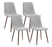CangLong Pack de 4, Respaldo Ergonómico, Sillas Nórdicas con Patas Metálicas, para Salón, Comedor, Cocina, Color Tela Gris, Tejido, Espuma, Metal, 4 Unidades