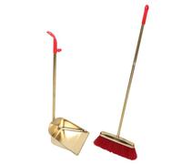 CANIGHT Juego de Escoba y Recogedor Hogar, Escoba Hogar Recogedor de Polvo, Mango Largo, Acero Inoxidable, Nylon y Plástico, Dorado, con Dientes, para Oficina y Cocina