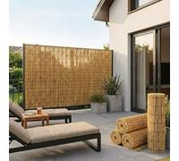Cañizo de Caña Natural para Ocultación Jardín, Rollo Valla Bambú, Cubre Vallas y Barandilla Balcón, Cerramiento Terraza Exterior, Cercado Jardín, Paneles Ocultación(Marrón,0.91 m H x 6.10 m L)