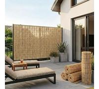 Cañizo de Caña Natural para Ocultación Jardín, Rollo Valla Bambú, Cubre Vallas y Barandilla Balcón, Cerramiento Terraza Exterior, Cercado Jardín, Paneles Ocultación(Natural,0.91 m H x 2.74 m L)