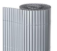 Cañizo PVC de Doble Cara Gris 3x1,5 metros | Resistente 1.200 gr/m2, Decorativo y Fácil Instalación | Alta Privacidad y Ocultación para Valla, Jardín, Balcón o Terraza