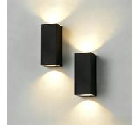 CANMEIJIA Aplique de Exterior Negro 2 Uds Lámpara Pared GU10 5W | Diseño cuadrado moderno en color negro mate que aporta una iluminación simétrica en fachadas y garajes del hogar