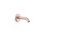 Caño fijo de pared con toma de agua regulable en profundidad en acabado oro rosa mate Complementos Tres