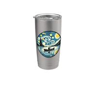 Canoa Canoa Canoa Al Aire Libre Van Gogh Noche Estrellada Estilo Vaso térmico de acero inoxidable de doble pared