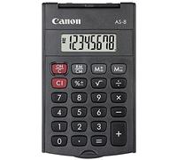 Canon AS-8, Calculadora Compacta, Pantalla LCD de Gran Tamaño, Ligera, Ideal para Oficinas, Negra
