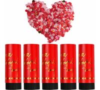 Cañones de Confeti Biodegradables, 5 Piezas de Cañón de Confeti para Boda, Graduación y Cumpleaños, Modelo Rojo, Material PVC Seguro