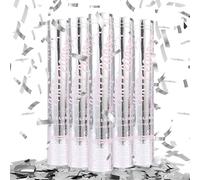 Cañones de confeti biodegradables, paquete de 5 unidades, 30 cm, multicolor, con papel biodegradable para bodas, fiestas, Navidad, celebración de graduación (plata)
