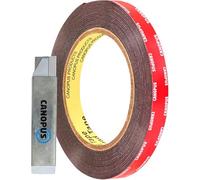 CANOPUS Cinta Adhesiva Doble Cara Extrafuerte (12,7mm x 4,5m) Grosor (1,2mm) Impermeable Adhesivo de Montaje Para Tiras LED, Interior, Exteriores, Coche, Cinta Doble Cara Coche