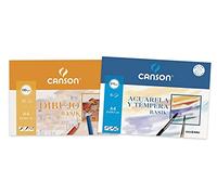 Canson - 1 Minipack A4 de 10 hojas Dibujo Basik 130 g y 1 Minipack A4 de 6 hojas Acuarela Basik 370 g