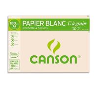 Canson 200027107 - de 12 papeles dibujo rugoso A4 180 G Color blanco - Juego de 10