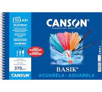 Canson-Infinity Bloc de acuarela Basik – 370 g/m² 32,5x46 cm Espiral lado corto 10 hojas