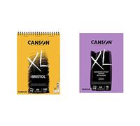 Canson Álbum Espiral 21x29,7 50H XL Bristol Extraliso 180g, Blanco, A4 & Bloc Encolado, A4, 100 Hojas, XL Marker Barrera 70g