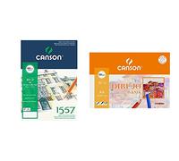 Canson Bloc Encolado, A4, 30 Hojas, JA 1557, Grano Fino 180g + k A4, 10 Hojas, Guarro Dibujo Basik Liso 130g
