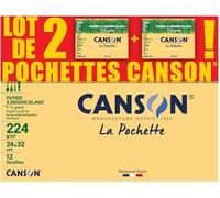 CANSON C à Grain - Lote de 2 fundas de papel de dibujo blanco 24 x 32 224 g/m²