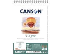 Canson ''C'' à grain, Papel de dibujo blanco, Grano fino, 180gsm, Espiralados sobre el lado corto, A5-14,8x21cm, Blanco natural, 30 Hojas