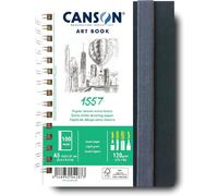 Canson Cuaderno Profesional, Papel de dibujo blanco, Grano ligero, 180 g, Cuaderno Espiralado, A5, Extra blanco, 50 hojas