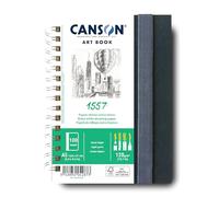 Canson Cuaderno Profesional, Papel de dibujo blanco, Grano ligero, 180 g, Cuaderno Espiralado, A5, Extra blanco, 50 hojas