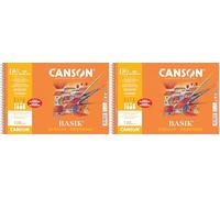 Canson Dibujo Basik Liso, Álbum Espiral Microperforado, A4+ (23 x 32.5 cm) 20 Hojas 130 g, Color Blanco (Paquete de 2)