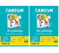 Canson Escolar Bloc Encolado, A4, 40 Hojas, Canson Primeros Dibujos 160g (Paquete de 2)