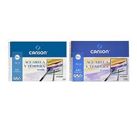 Canson Escolar Canson Acuarela Basik, Álbum Espiral, A3+ (32.5 X 46 Cm) 10 Hojas 370 G + Canson Acuarela Basik, Álbum Espiral, A4+ (23 X 32.5 Cm) 10 Hojas, 370 G
