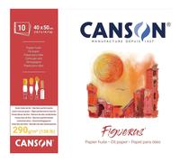 Canson Figueras, Papel óleo, Grano imitación lino, 290gsm, Bloc encolado por lado corto, 40x50cm, Blanco, 10 hojas