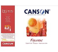 Canson Figueras, Papel óleo, Grano imitación lino, 290gsm, Bloc encolado por lado largo, 50x70cm, Blanco, 10 hojas