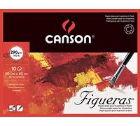 Canson Figueras, Papel óleo, Lienzo de tela, 290g, Block pegado a 4 lados, 50x65cm, Blanco, 10 Hojas