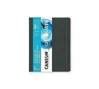 CANSON Graduate Book Cuaderno de dibujo, Doble cara: prensado en frío y grano fino, 250 gsm, Sketchbook tapa dura, 21.6x14 cm, Blanco, 56 hojas