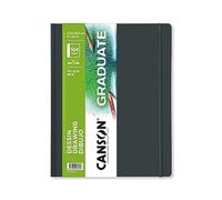 CANSON Graduate Book, Cuaderno de dibujo, Grano fino, 160gsm, Sketchbook tapa dura, 14x21,6cm, Blanco, 104 hojas