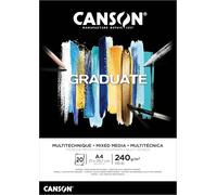 Canson Graduate Mix Media Bloc Encolado A4 20 hojas Negro Fino 240g, C31250P017