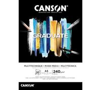 Canson Graduate Mix Media Bloc Encolado A5 20 hojas Negro Fino 240g, C31250P019