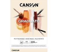 Canson – Papel Mixed Media Graduate A3 220 g doble cara granulado/liso natural 30 hojas