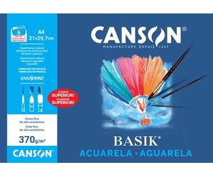 CANSON-GUARRO Lámina Acuarela y Témpera Basik A4 de 370g Set de 20
