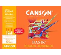 CANSON-GUARRO Lámina de dibujo Basik A3 130g, Set de 250 hojas