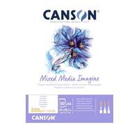 Bloc dibujo multitecnicas canson imagine din a4 encolado liso 21x29,7 cm 50 hojas 200 gr