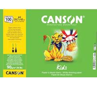 Canson Kids, Papel de Dibujo Blanco, Grano Ligero, 90gsm, Hoja, A3-29,7x42cm, Blanco, 100 hojas