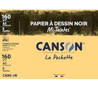 Canson Mi-Teintes-Papel de dibujo A3, 29,7 x 42 cm, diseño de hojas, color negro A3-29,7 x 42 cm