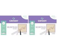 Canson Milimetrado Basik, Papel milimetrado, Suave, 100gsm, Minipack, A4-21x29,7cm, Papel blanco con estampado buff, 12 Hojas (Paquete de 2)
