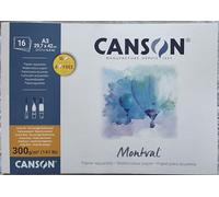 Canson Montval - Bloc de papel de acuarela, 12 hojas, A3 fría Pres, S pegado